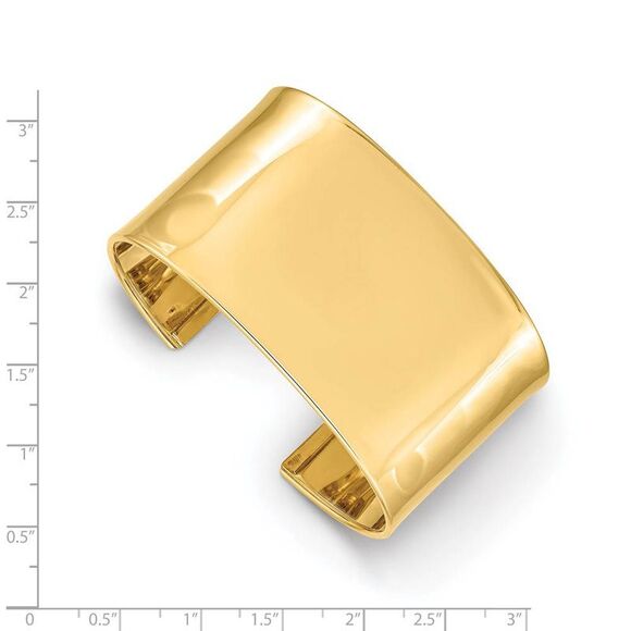 37mm 14k Yellow Gold Polished Solid Cuff Bangle Bracelet - Picture 4 of 5